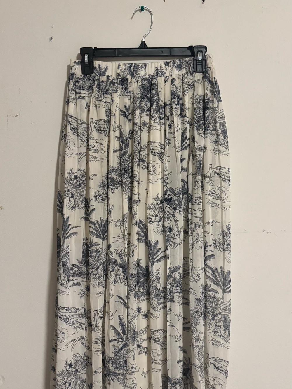 Cynthia Rowley Cream Maxi Skirt with Navy Botanical Print